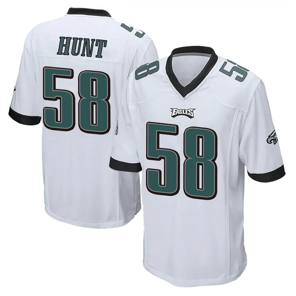 Blackjersey P.Eagles #58 Jalyx Hunt Player White Home Game Stitched Jerseys