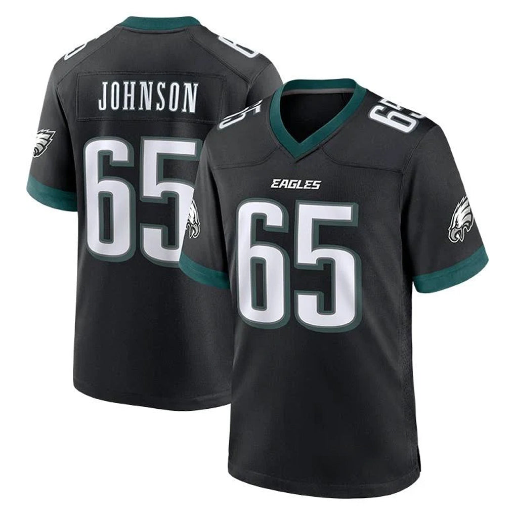 Blackjersey P.Eagles #65 Lane Johnson Player Black Game Home Stitched Jerseys