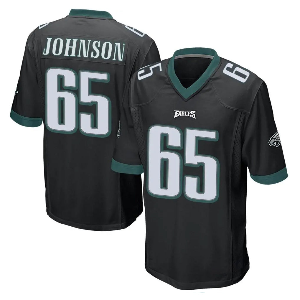 Blackjersey P.Eagles #65 Lane Johnson Player Black Home Game Stitched Jerseys
