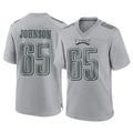 Blackjersey P.Eagles #65 Lane Johnson Player Gray Atmosphere Fashion Home Game Stitched Jerseys