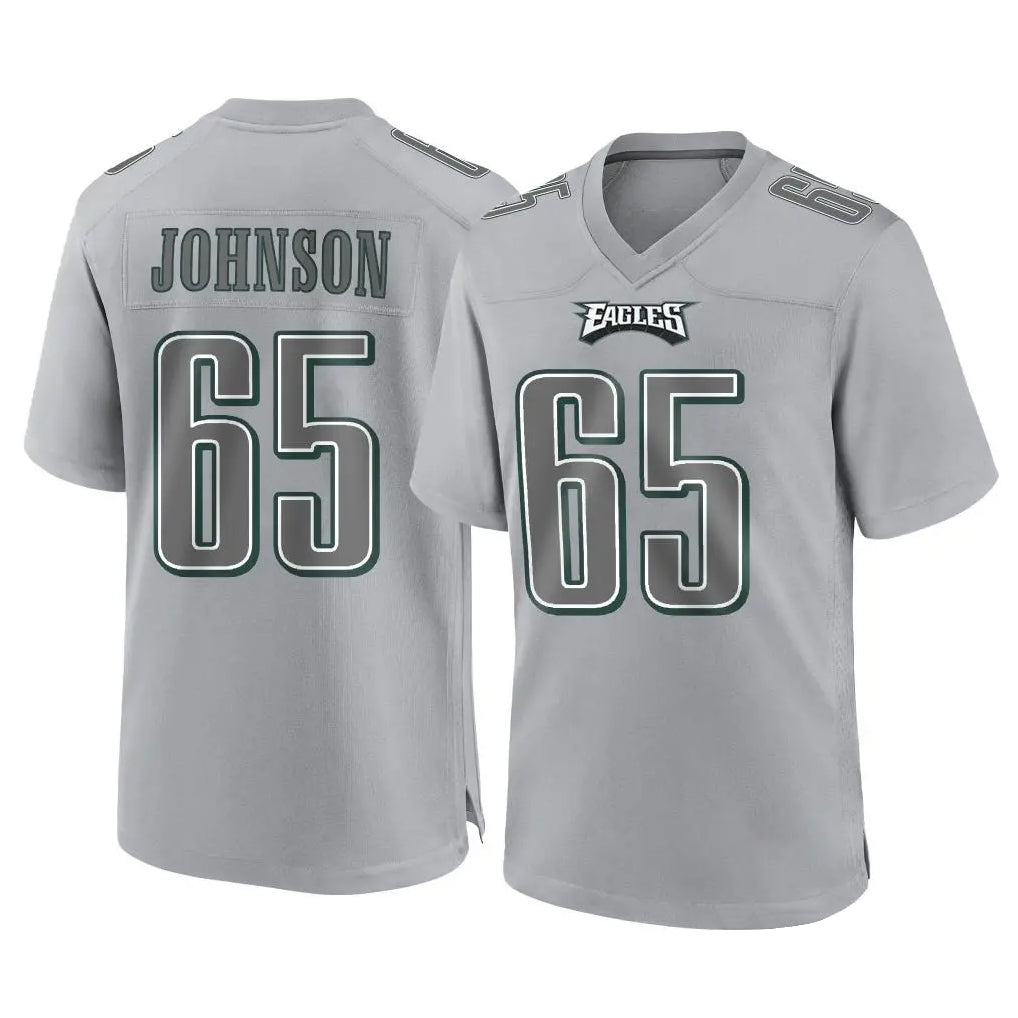 Blackjersey P.Eagles #65 Lane Johnson Player Gray Atmosphere Fashion Home Game Stitched Jerseys