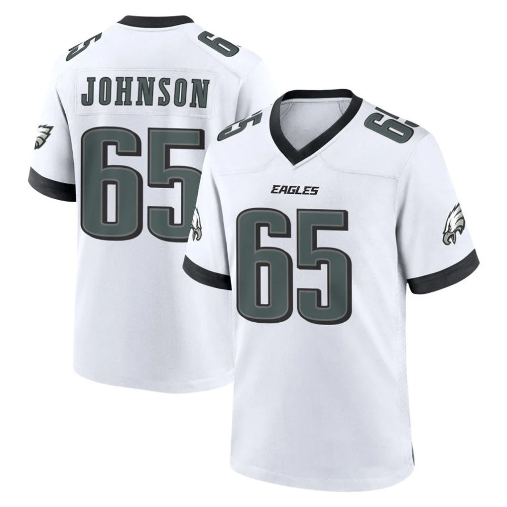 Blackjersey P.Eagles #65 Lane Johnson Player White Game Home Stitched Jerseys