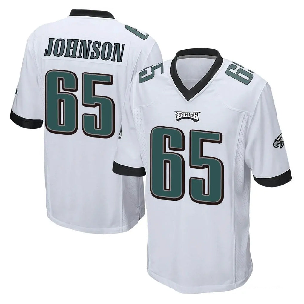 Blackjersey P.Eagles #65 Lane Johnson Player White Home Game Stitched Jerseys