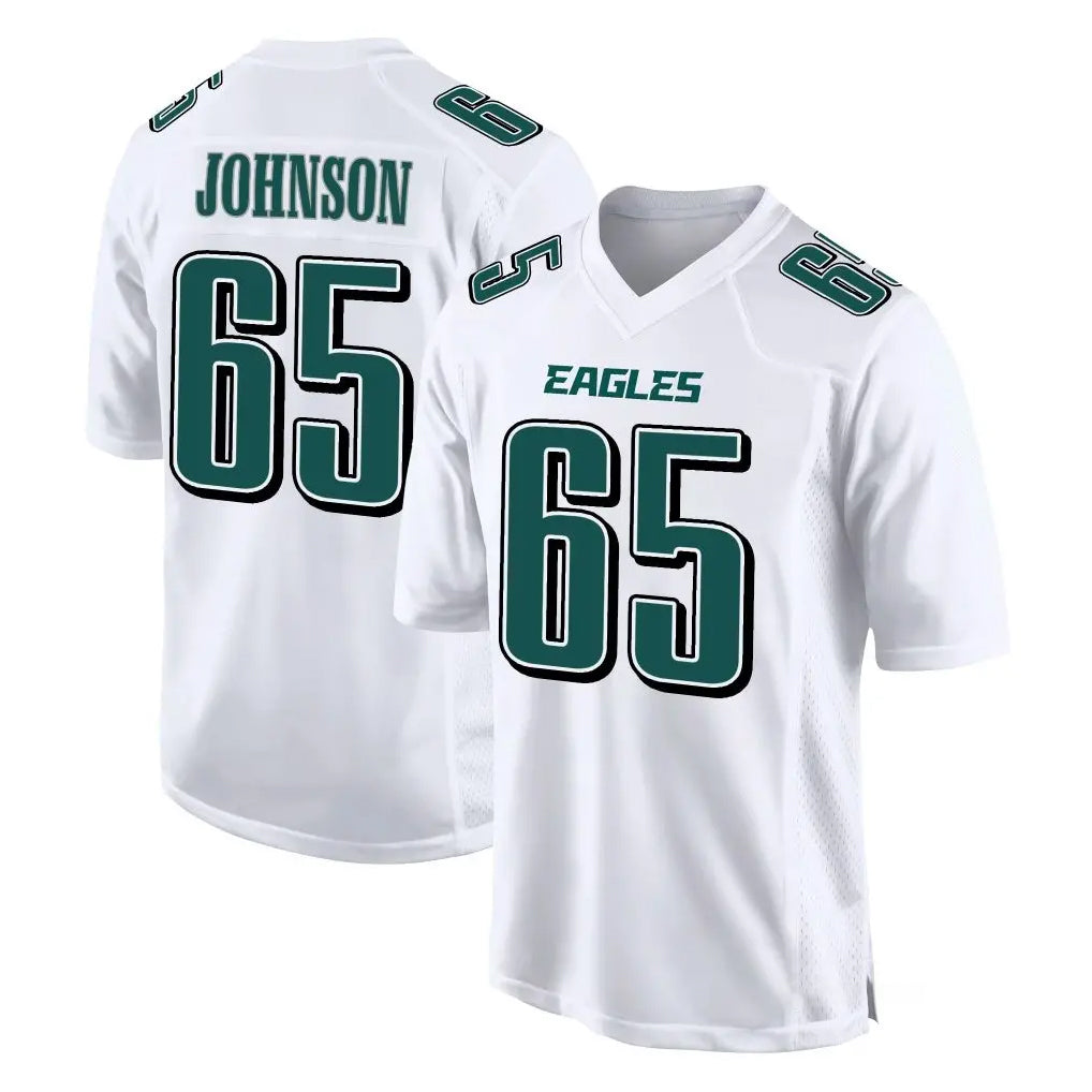 Blackjersey P.Eagles #65 Lane Johnson Player White Tundra Fashion Home Game Stitched Jerseys