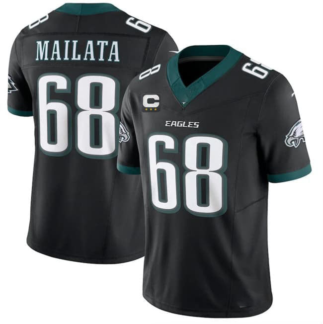 Blackjersey P.Eagles #68 Jordan Mailata Black 2026 F.U.S.E. 3-Star C Patch Vapor Untouchable Throwback Limited Football Stitched Jersey