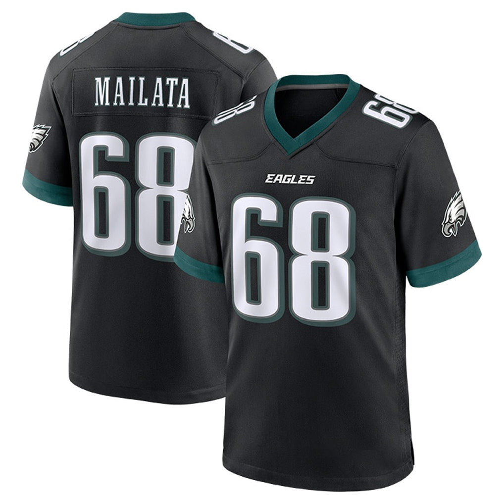 Blackjersey P.Eagles #68 Jordan Mailata Player Black Game Home Stitched Jerseys