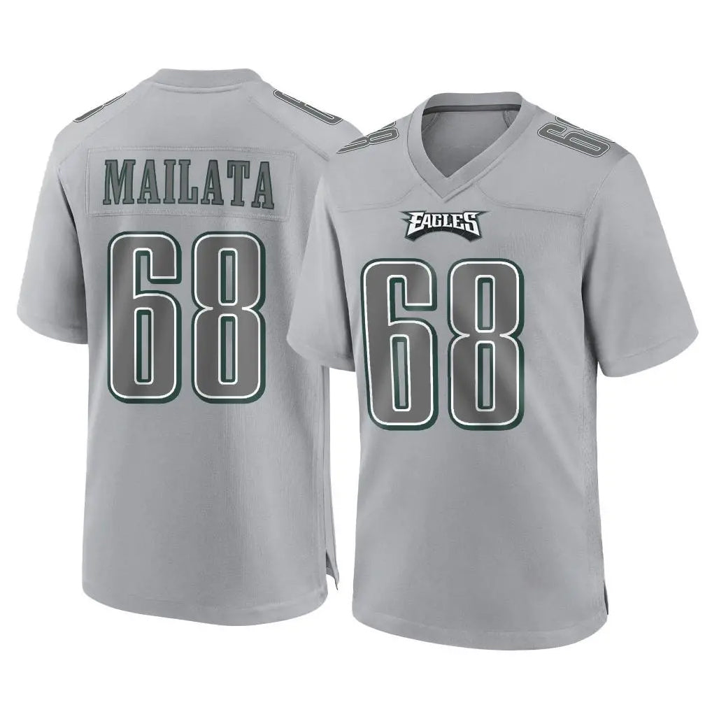Blackjersey P.Eagles #68 Jordan Mailata Player Gray Atmosphere Fashion Home Game Stitched Jerseys