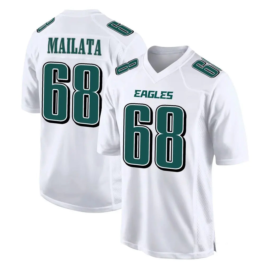 Blackjersey P.Eagles #68 Jordan Mailata Player White Tundra Fashion Home Game Stitched Jerseys