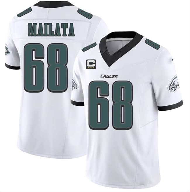 Blackjersey P.Eagles #68 Jordan Mailata White 2026 F.U.S.E. 3-Star C Patch Vapor Untouchable Limited Football Stitched Jersey