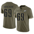 Blackjersey P.Eagles #69 Landon Dickerson Player Olive Salute To Service Limited Stitched Jerseys