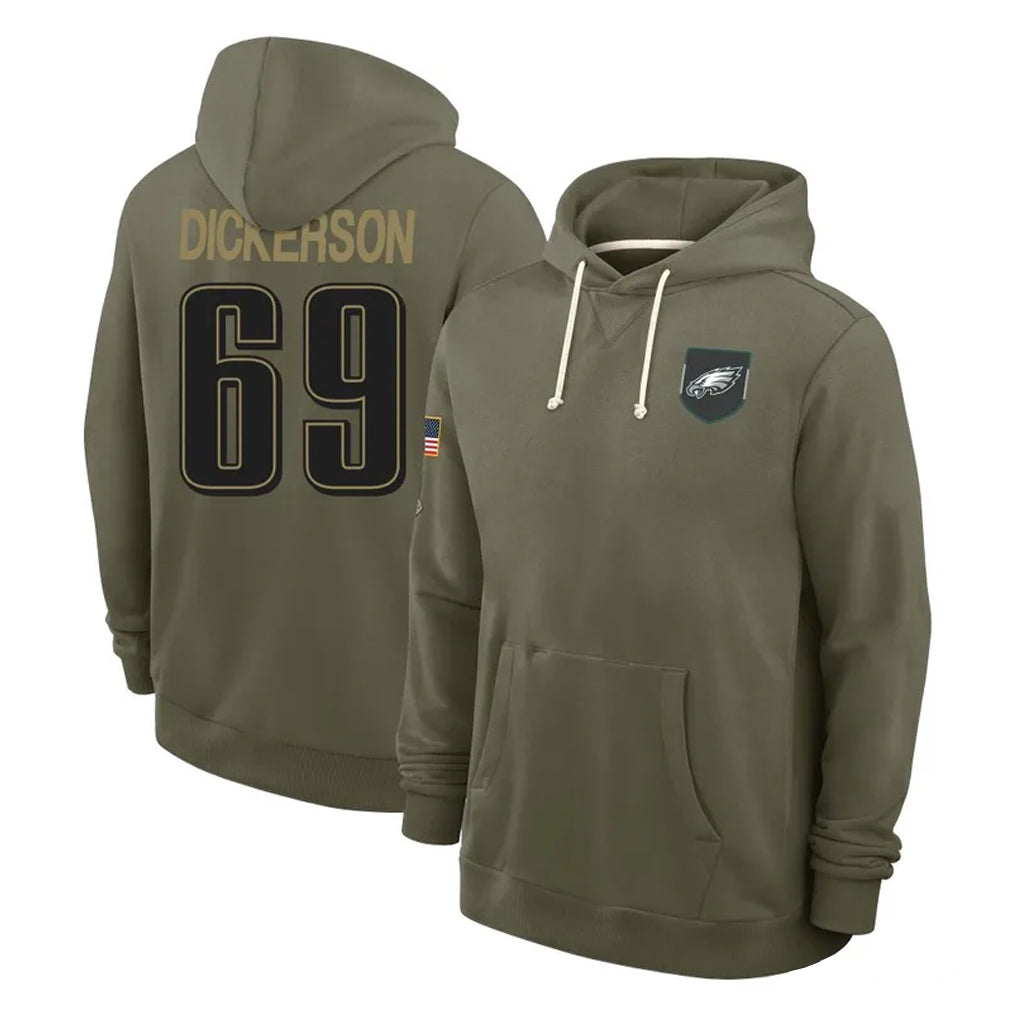 Blackjersey P.Eagles #69 Landon Dickerson Player Olive Salute to Service Pullover Hoodies Limited Stitched Jerseys