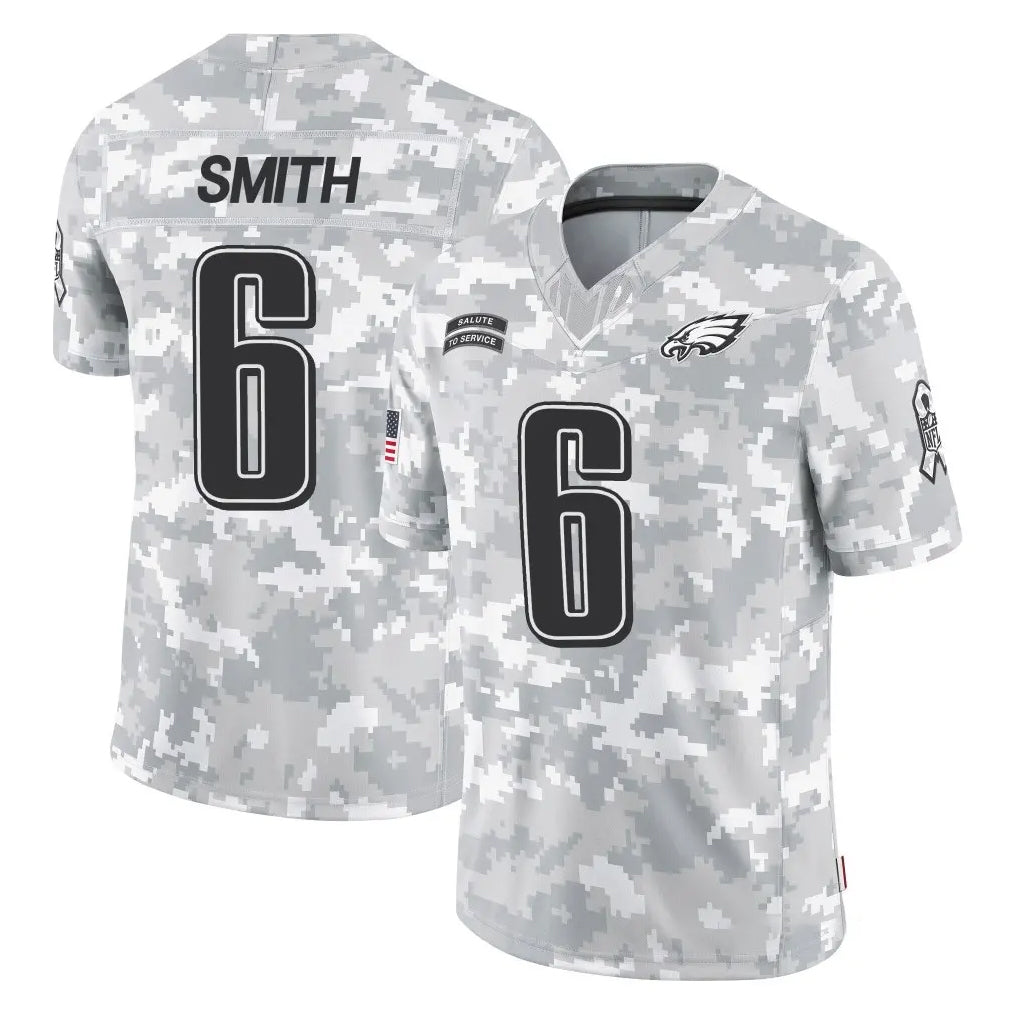 Blackjersey P.Eagles #6 DeVonta Smith Player Arctic Camo Salute to Service Limited Game Stitched Jerseys