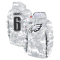 Blackjersey P.Eagles #6 DeVonta Smith Player Arctic Camo Salute to Service Pullover Hoodies Limited Game Stitched Jerseys