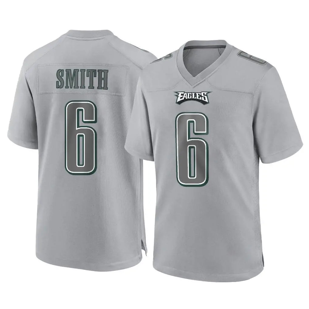 Blackjersey P.Eagles #6 DeVonta Smith Player Gray Atmosphere Fashion Home Game Stitched Jerseys