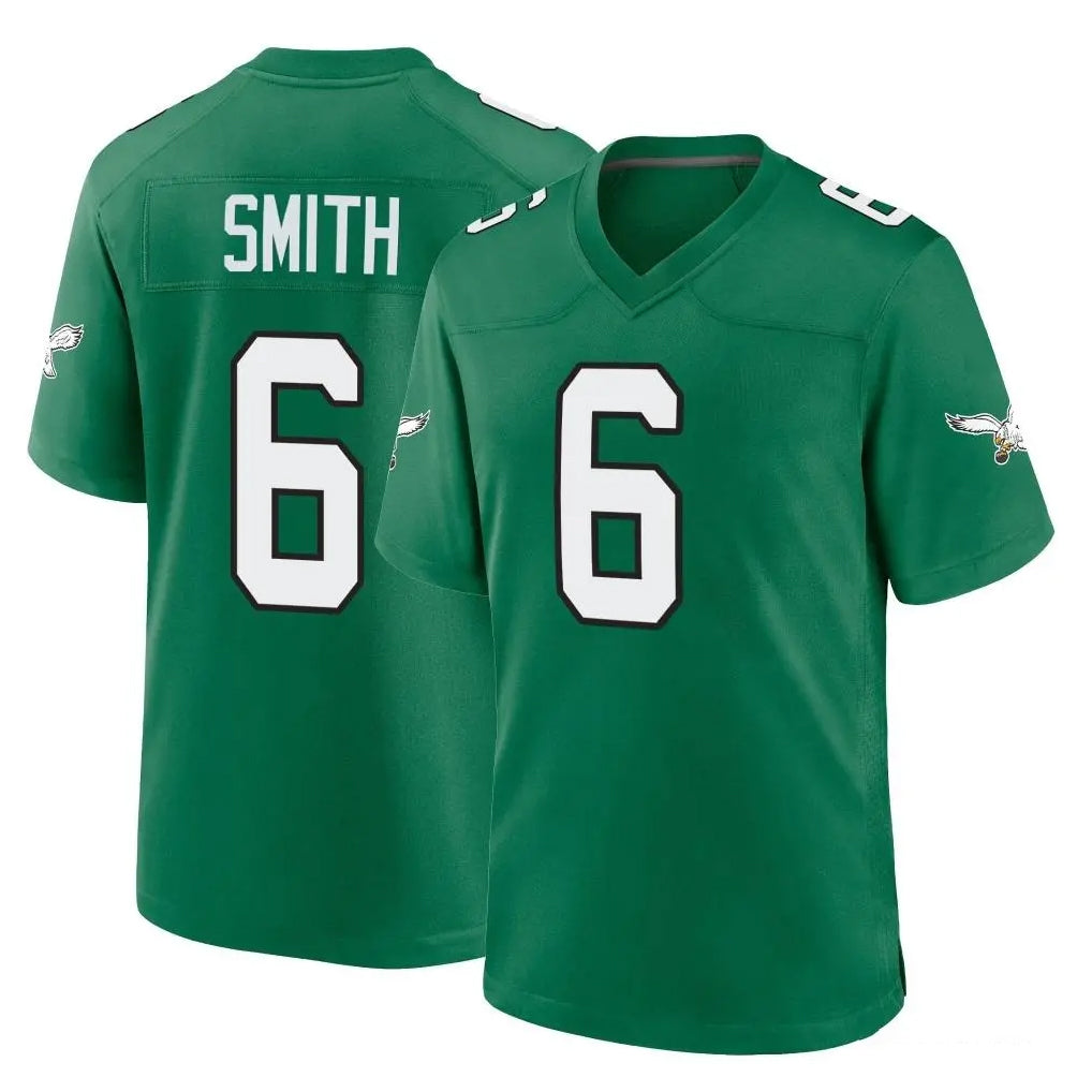 Blackjersey P.Eagles #6 DeVonta Smith Player Green Kelly Alternate Home Game Stitched Jerseys