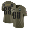 Blackjersey P.Eagles #88 Dallas Goedert Player Olive 2025 Salute To Service Limited Stitched Jerseys