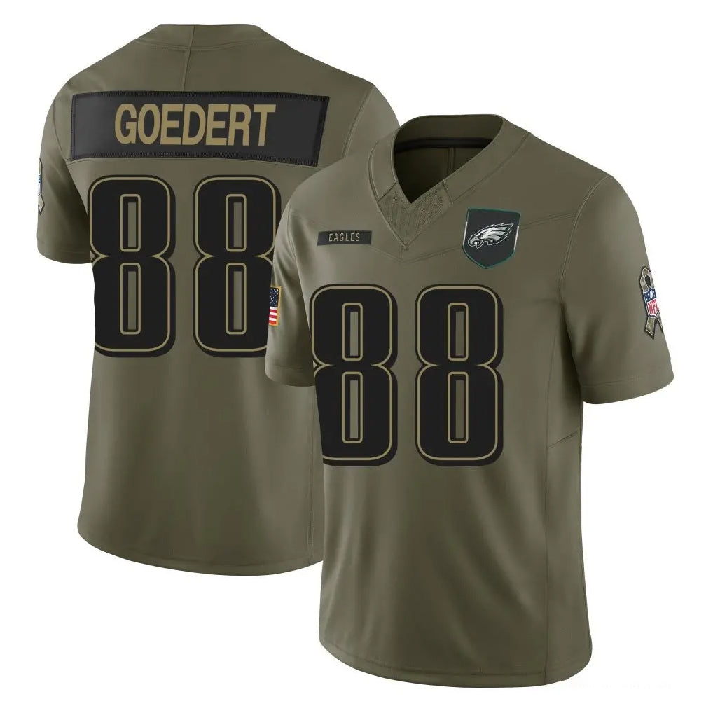 Blackjersey P.Eagles #88 Dallas Goedert Player Olive 2025 Salute To Service Limited Stitched Jerseys
