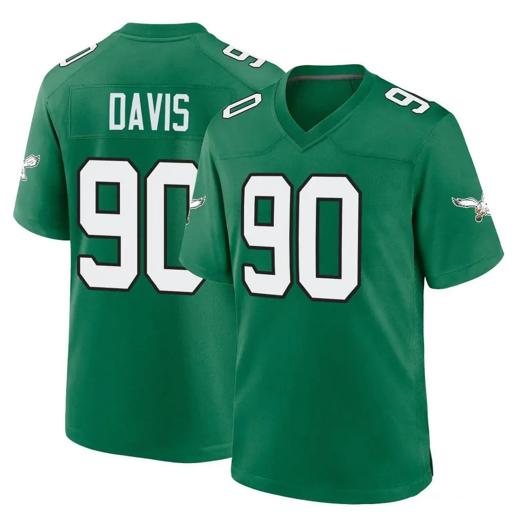 Blackjersey P.Eagles #90 Jordan Davis Player Green Kelly Alternate Home Game Stitched Jerseys
