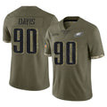 Blackjersey P.Eagles #90 Jordan Davis Player Olive Salute To Service Limited Stitched Jerseys