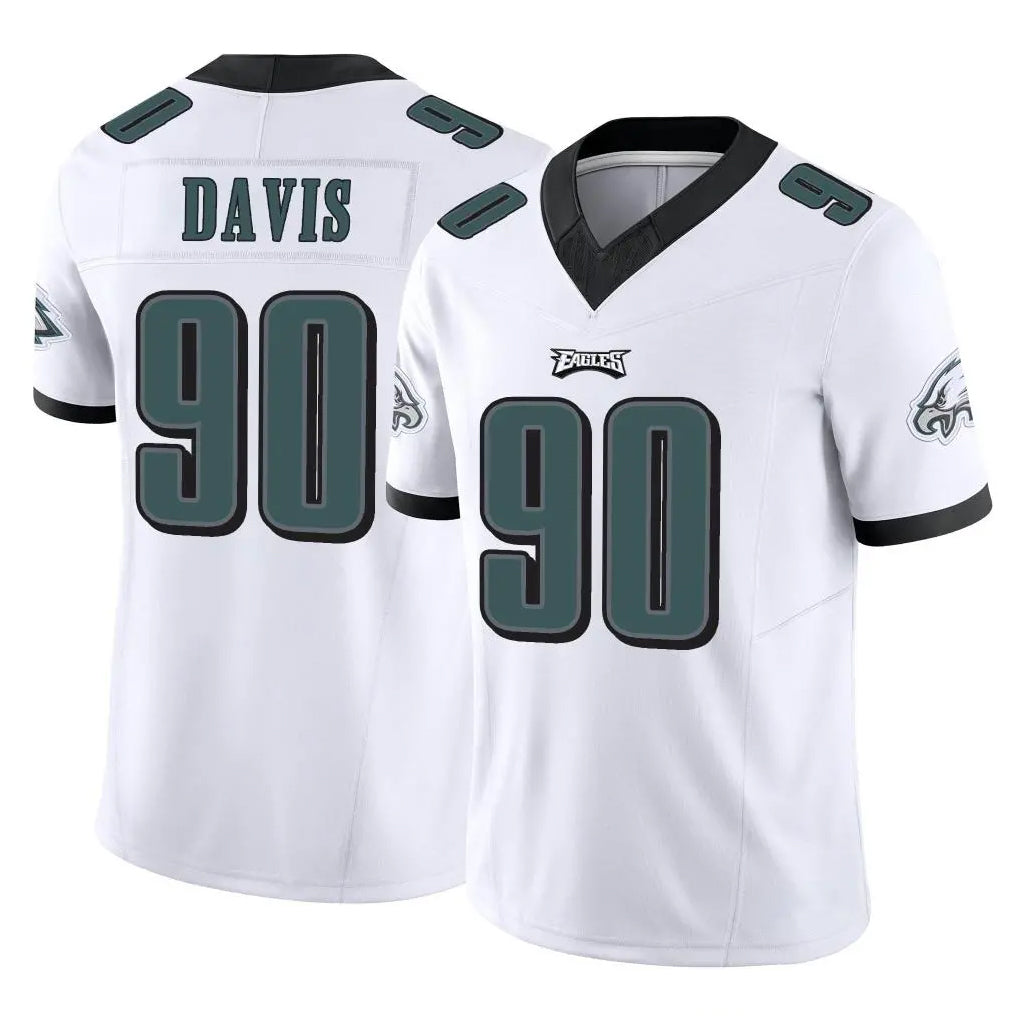 Blackjersey P.Eagles #90 Jordan Davis Player White Limited Vapor F.U.S.E. Home Game Stitched Jerseys