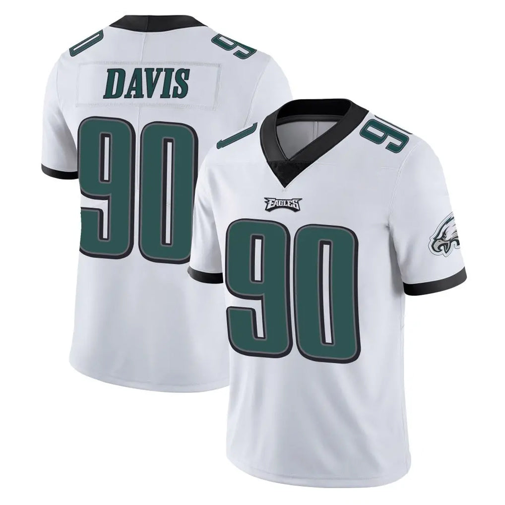 Blackjersey P.Eagles #90 Jordan Davis Player White Limited Vapor Untouchable Home Game Stitched Jerseys