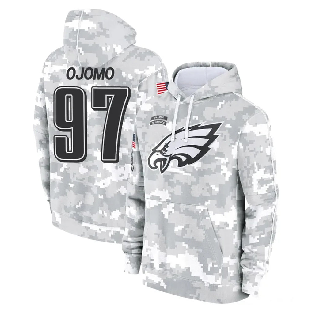 Blackjersey P.Eagles #97 Moro Ojomo Player Arctic Camo Salute to Service Pullover Hoodies Limited Game Stitched Jerseys