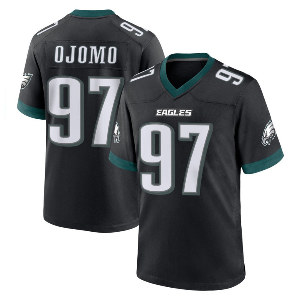 Blackjersey P.Eagles #97 Moro Ojomo Player Black Game Home Stitched Jerseys