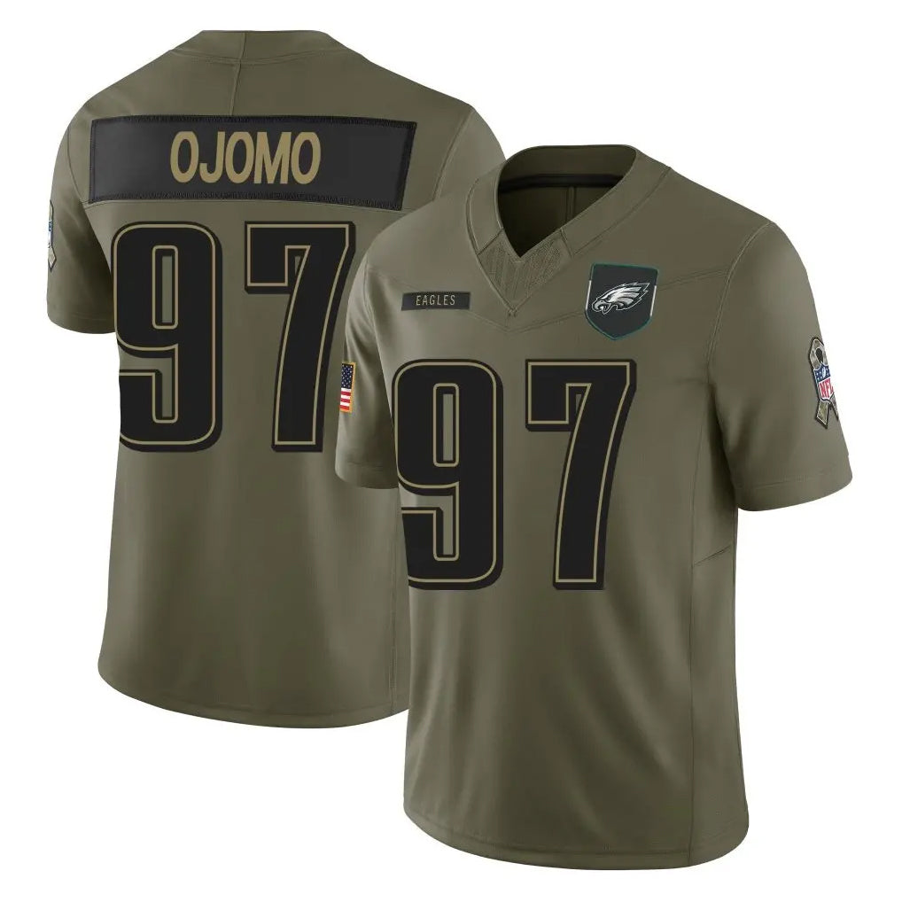 Blackjersey P.Eagles #97 Moro Ojomo Player Olive 2025 Salute To Service Limited Stitched Jerseys