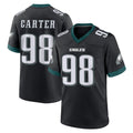 Blackjersey P.Eagles #98 Jalen Carter Player Black Game Home Stitched Jerseys