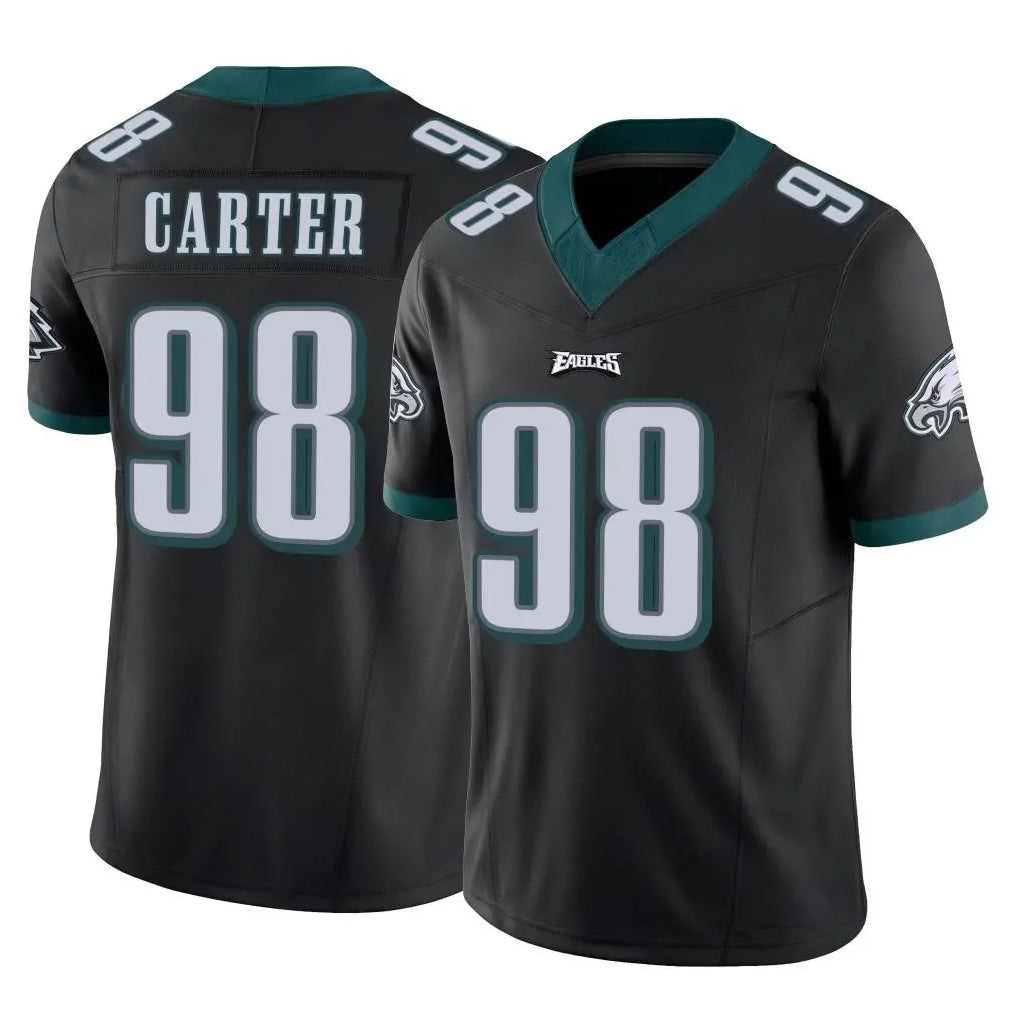 Blackjersey P.Eagles #98 Jalen Carter Player Black Limited Vapor F.U.S.E. Home Game Stitched Jerseys