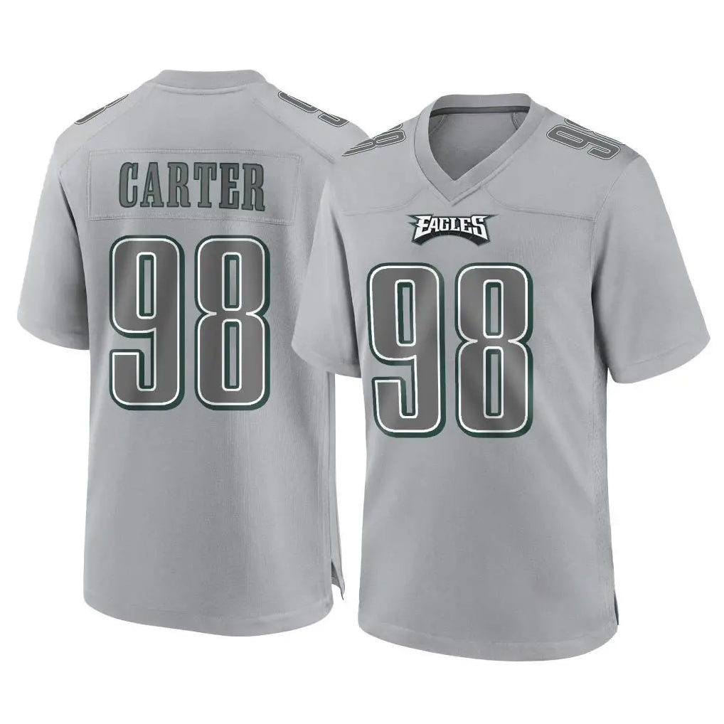 Blackjersey P.Eagles #98 Jalen Carter Player Gray Atmosphere Fashion Home Game Stitched Jerseys