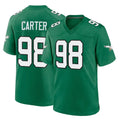 Blackjersey P.Eagles #98 Jalen Carter Player Green Kelly Alternate Home Game Stitched Jerseys