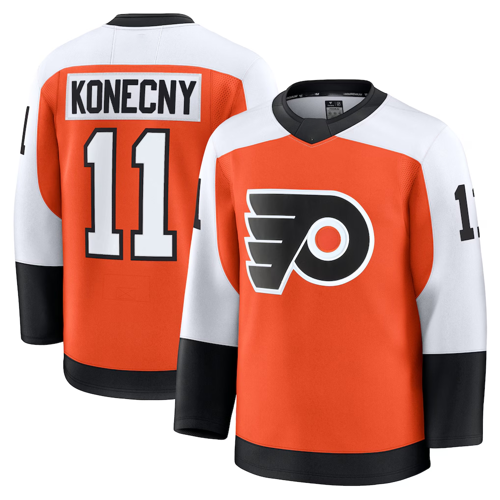 Blackjersey P.Flyers #11 Travis Konecny Burnt Orange Home Premium Jerseys