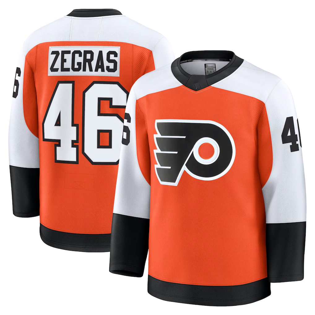 Blackjersey P.Flyers #46 Trevor Zegras Orange Home Breakaway Jerseys