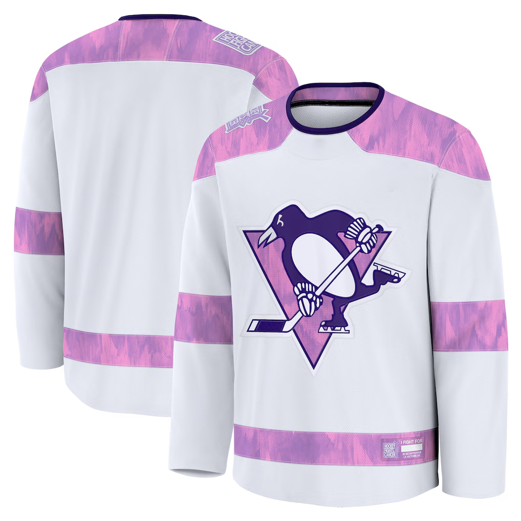 Blackjersey P.Penguins White 2024 Hockey Fights Cancer Practice Jerseys