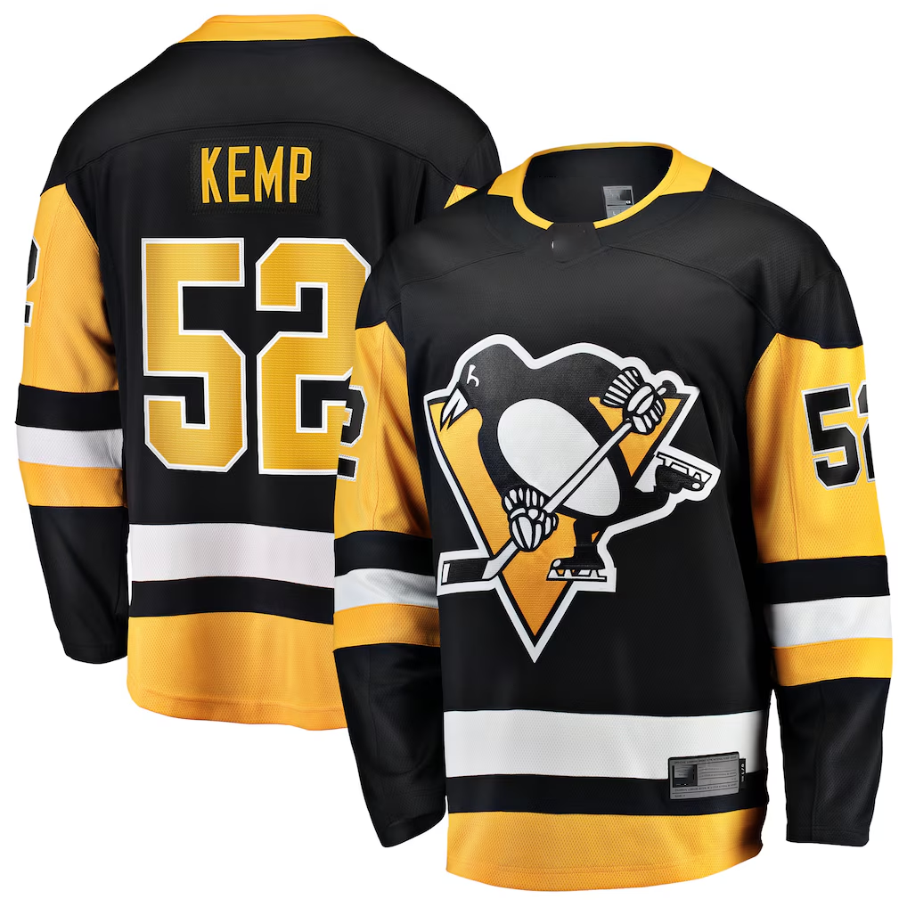 Blackjersey P.Penguins #52 Philip Kemp Black Home Breakaway Jerseys