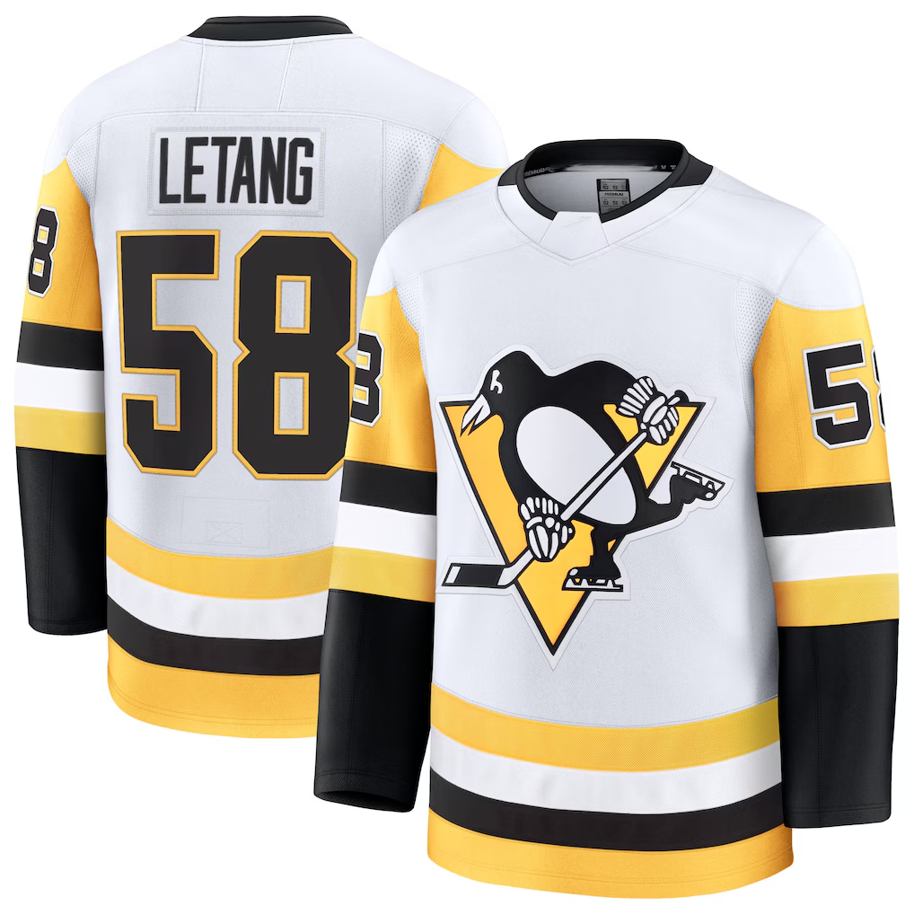 Blackjersey P.Penguins #58 Kris Letang White Premium Jerseys