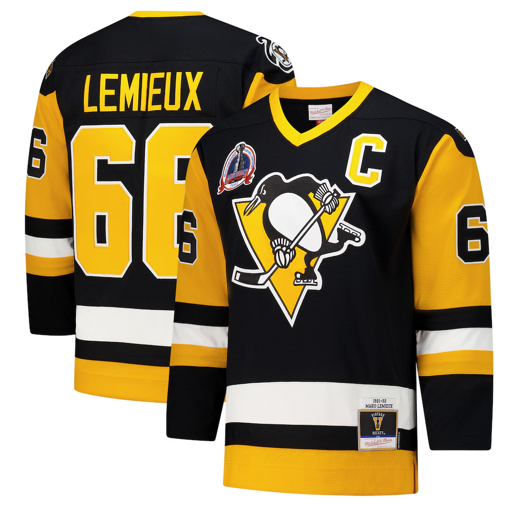 Blackjersey P.Penguins #66 Mario Lemieux Black 1991?92 Power Play Jerseys