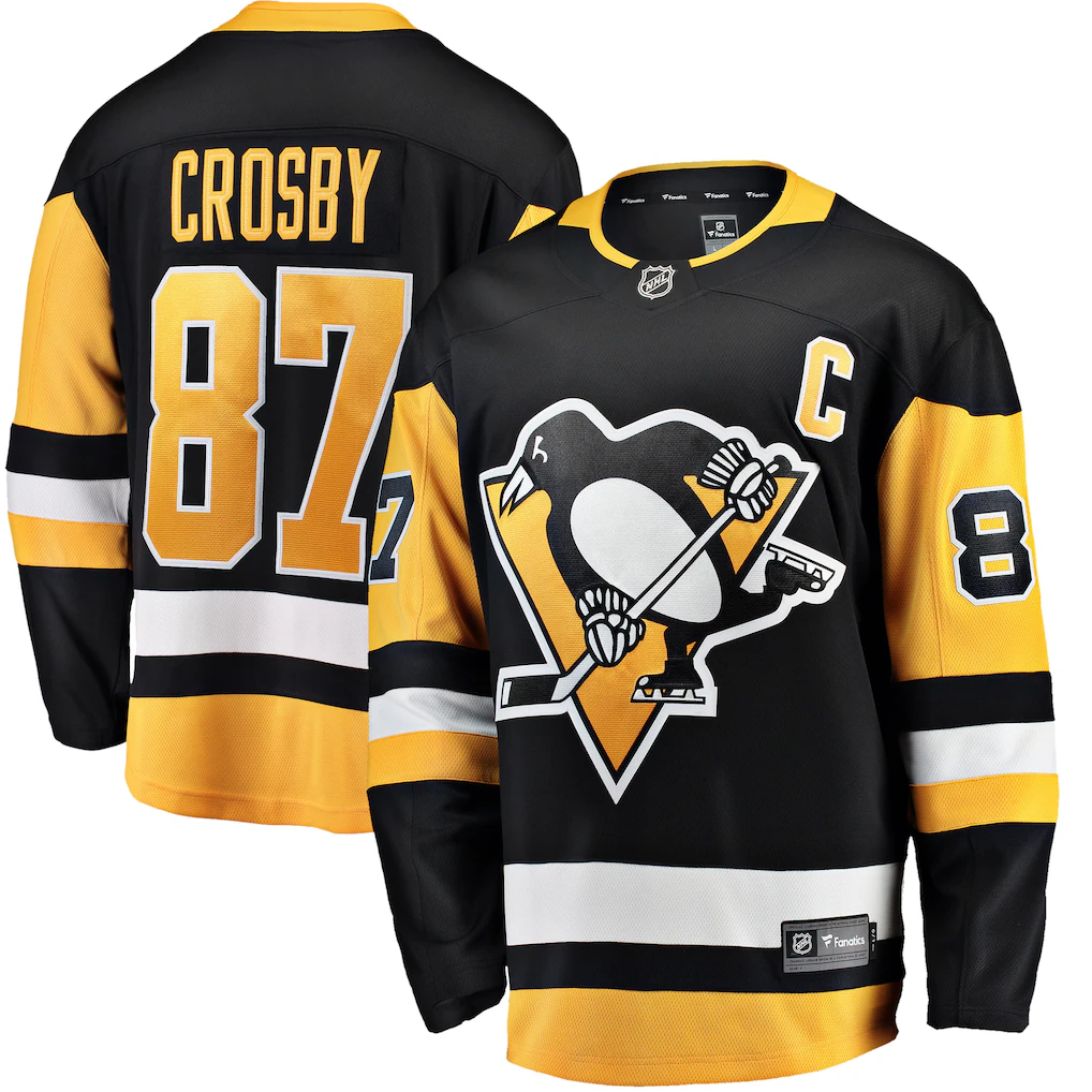 Blackjersey P.Penguins #87 Sidney Crosby Black Captain Patch Home Breakaway Jerseys