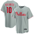 Blackjersey P.Phillies #10 J.T. Realmuto Player Gray Home Game Stitched Jerseys
