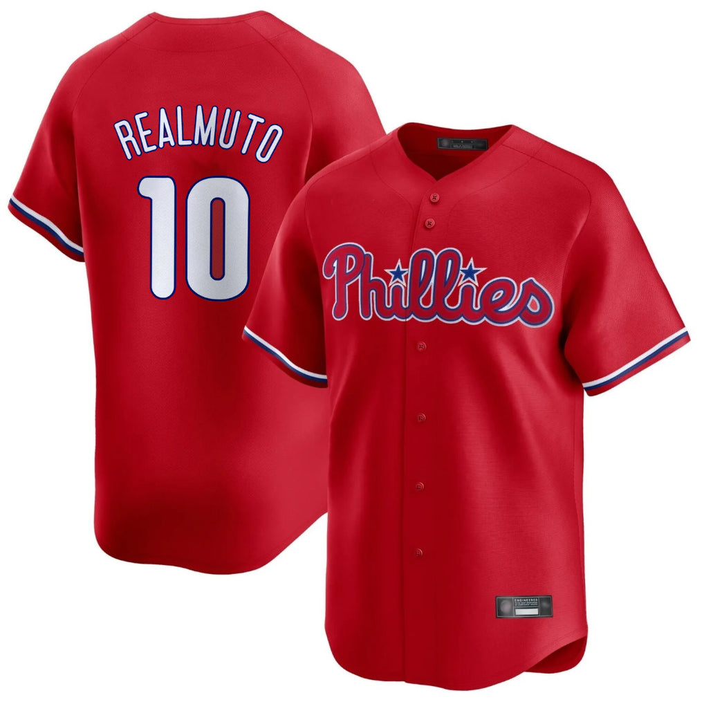 Blackjersey P.Phillies #10 J.T. Realmuto Player Red Home Limited Stitched Jerseys