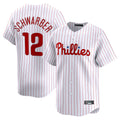 Blackjersey P.Phillies #12 Kyle Schwarber Player White Home Limited Stitched Jerseys