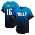 Blackjersey P.Phillies #16 Brandon Marsh Player Blue City Connect Home Limited Stitched Jerseys