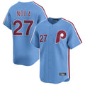 Blackjersey P.Phillies #27 Aaron Nola Player Light Blue Home Limited Stitched Jerseys