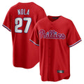 Blackjersey P.Phillies #27 Aaron Nola Player Red Home Game Stitched Jerseys
