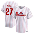 Blackjersey P.Phillies #27 Aaron Nola Player White Home Limited Stitched Jerseys