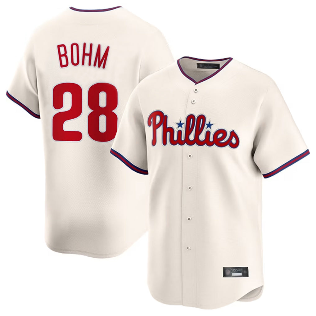 Blackjersey P.Phillies #28 Alec Bohm Player Cream Home Limited Stitched Jerseys