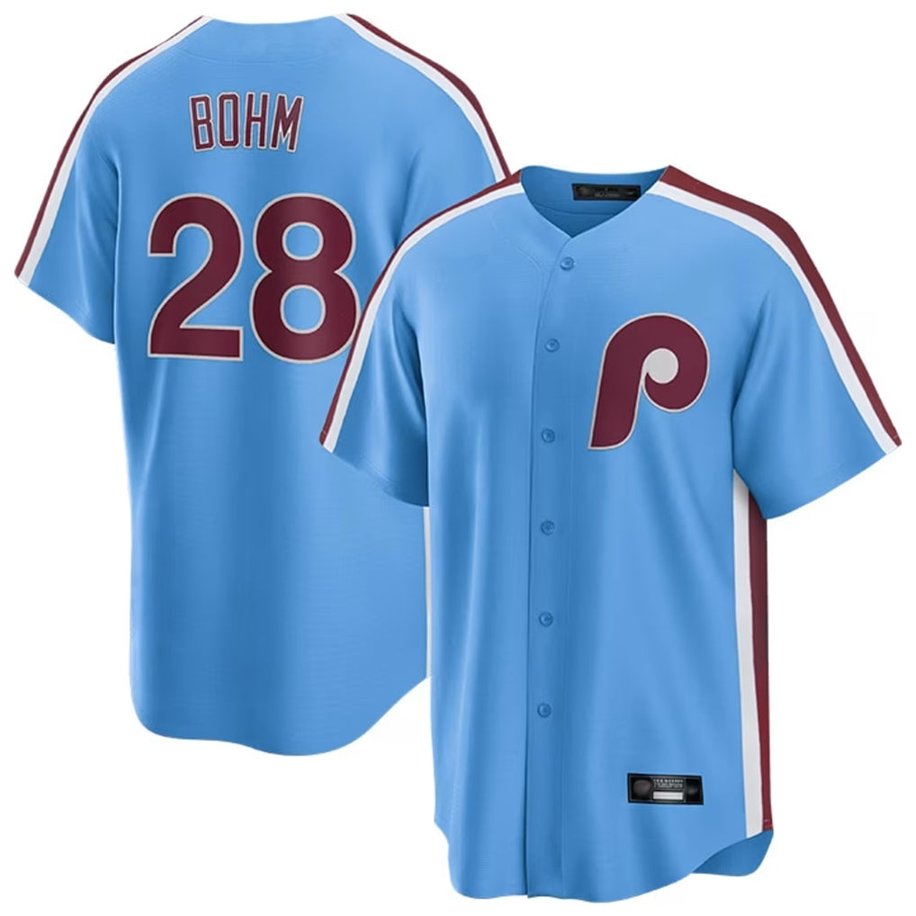 Blackjersey P.Phillies #28 Alec Bohm Player Light Blue Home Game Stitched Jerseys