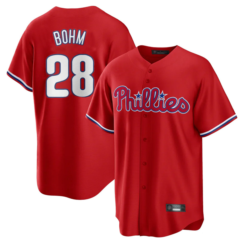 Blackjersey P.Phillies #28 Alec Bohm Player Red Home Game Stitched Jerseys