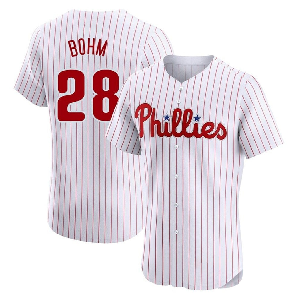 Blackjersey P.Phillies #28 Alec Bohm Player White Home Limited Elite Stitched Jerseys
